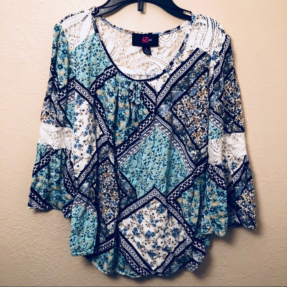 Girls Floral Peasant Top w/Lace Back (GIRLS 10/12)
